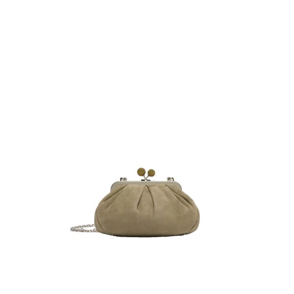 Max Mara Valois Small Suede Pasticcino Bag in Sage Green | Clutch Bags | Luxury Shoes 