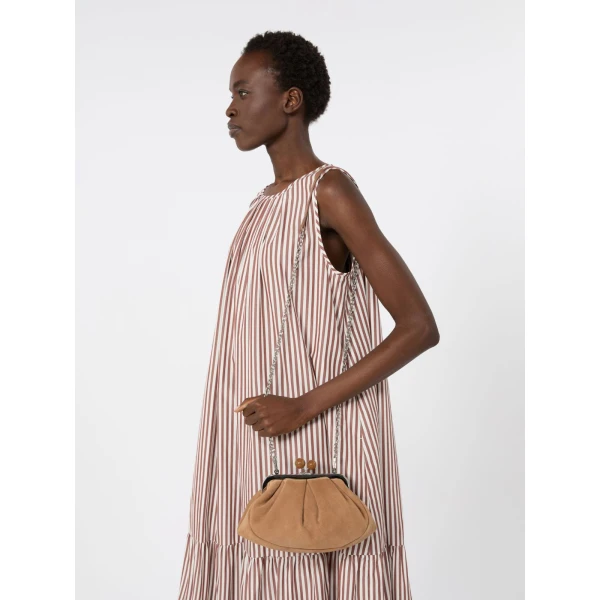 Max Mara Valois Small Suede Pasticcino Bag in Sand | Clutch Bags | Luxury Shoes 