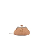 Max Mara Valois Small Suede Pasticcino Bag in Sand | Clutch Bags | Luxury Shoes 