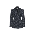 Max Mara Valvola Double-Breasted Polka Dot Jersey Blazer in Ultramarine | Blazers | Luxury Shoes 
