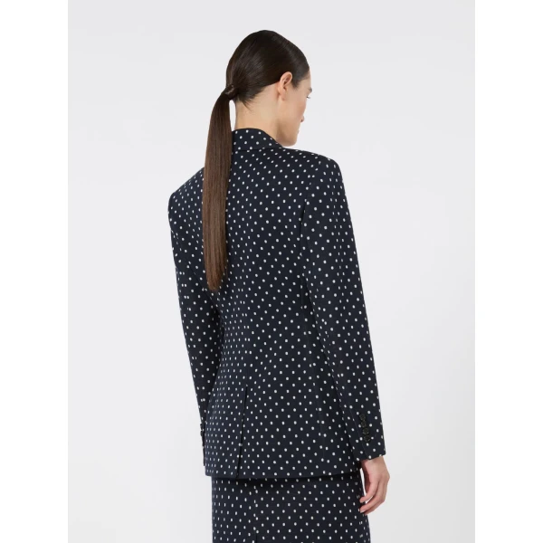 Max Mara Valvola Double-Breasted Polka Dot Jersey Blazer in Ultramarine | Blazers | Luxury Shoes 
