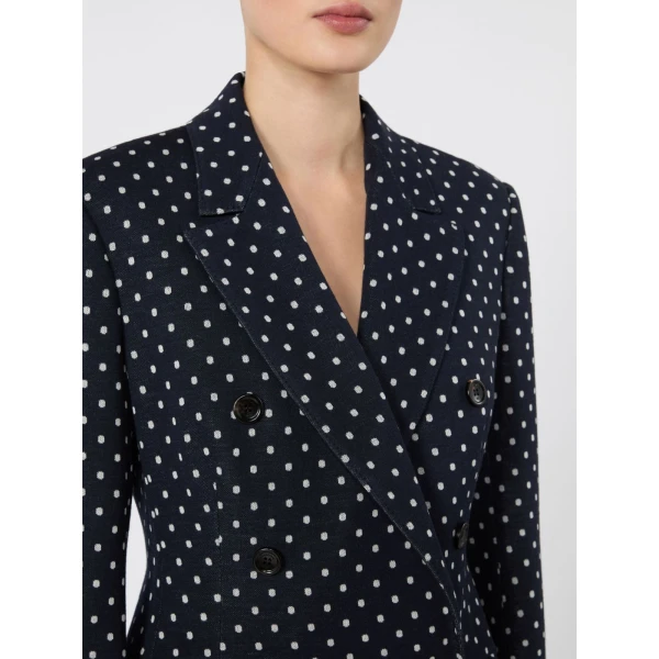 Max Mara Valvola Double-Breasted Polka Dot Jersey Blazer in Ultramarine | Blazers | Luxury Shoes 