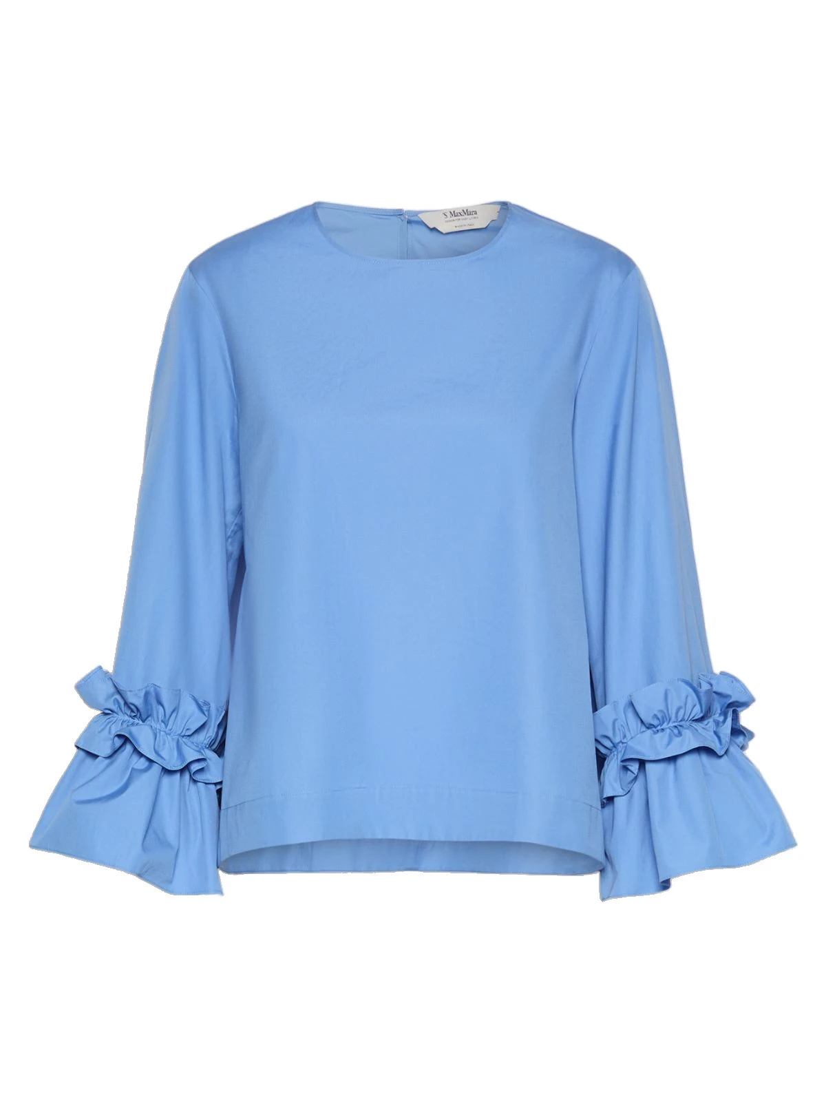 Max Mara Valzer Cotton Poplin Ruffle Blouse in Light Blue Max Mara Valzer Cotton Poplin Ruffle Blouse in Light Blue | Blouse | Luxury Shoes