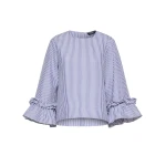 Max Mara Valzer Cotton Poplin Ruffle Blouse in Light Blue Style 2 | Blouse | Luxury Shoes 