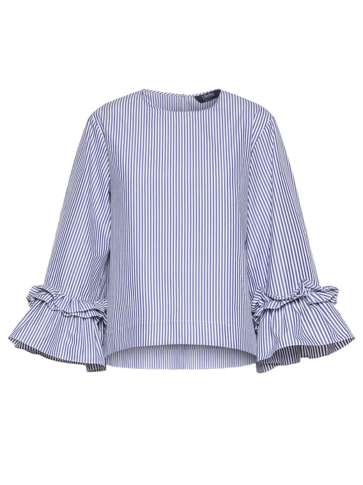 Max Mara Valzer Cotton Poplin Ruffle Blouse in Light Blue Style 2 Max Mara Valzer Cotton Poplin Ruffle Blouse in Light Blue Style 2 | Blouse | Luxury Shoes