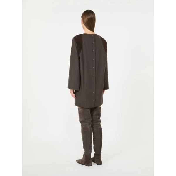 Max Mara Vanesio Wool Flannel Short Dress in Mud | Mini Dresses | Luxury Shoes 