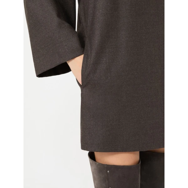 Max Mara Vanesio Wool Flannel Short Dress in Mud | Mini Dresses | Luxury Shoes 