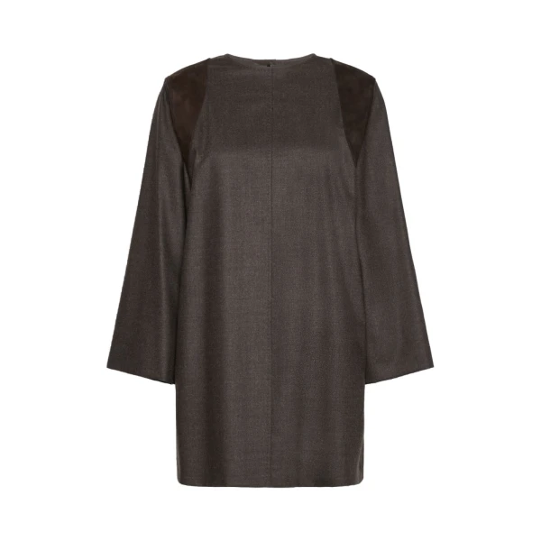 Vanesio Wool Flannel Short Dress in Mud