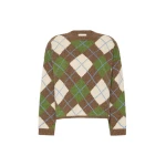 Max Mara Vasaio Wool Argyle Jumper in Marron Glace | Sweaters | Luxury Shoes 