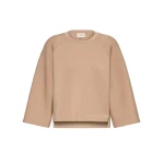 Max Mara Vasto Boxy Scuba Jersey Sweatshirt in Tobacco | Sweaters | Luxury Shoes 