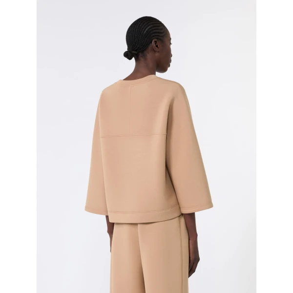 Max Mara Vasto Boxy Scuba Jersey Sweatshirt in Tobacco | Sweaters | Luxury Shoes 
