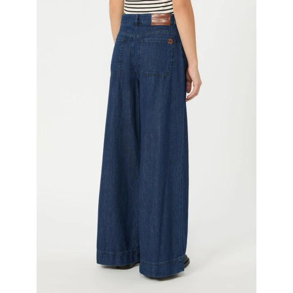 Max Mara Vega Wide-Leg Cotton Denim Jeans in Navy | Denim | Luxury Shoes 