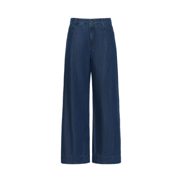 Max Mara Vega Wide-Leg Cotton Denim Jeans in Navy | Denim | Luxury Shoes 