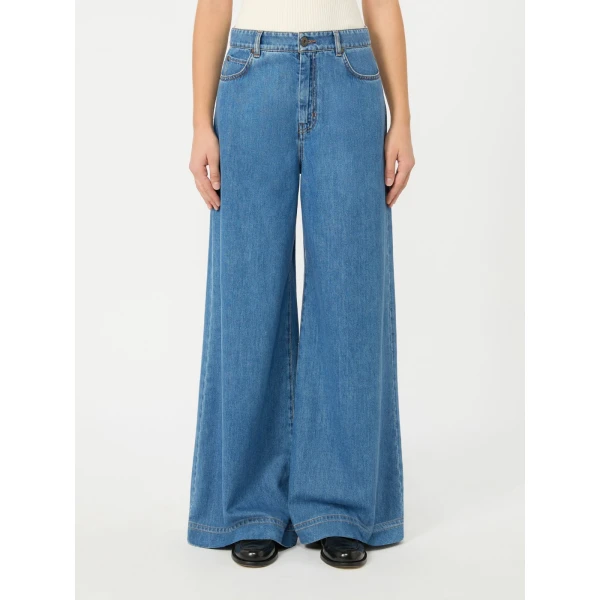 Max Mara Vega Wide-Leg Cotton Denim Jeans in Navy Style 2 | Denim | Luxury Shoes 