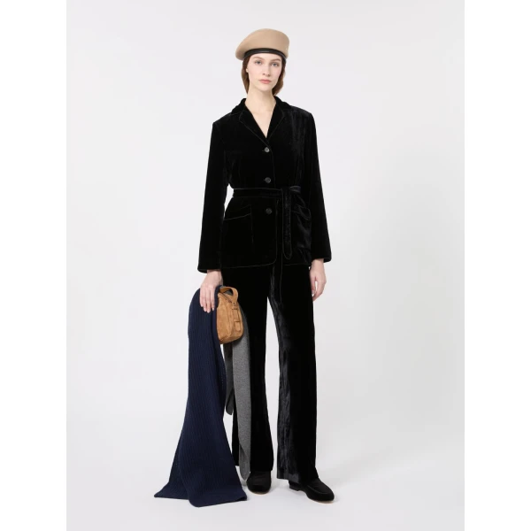 Max Mara Velvet Palazzo Trousers in Black | Wide leg pants | Luxury Shoes 