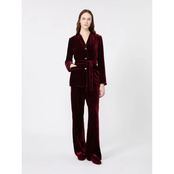 Max Mara Velvet Palazzo Trousers in Bordeaux | Wide leg pants | Luxury Shoes 