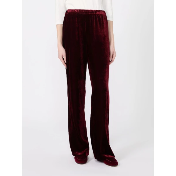 Max Mara Velvet Palazzo Trousers in Bordeaux | Wide leg pants | Luxury Shoes 