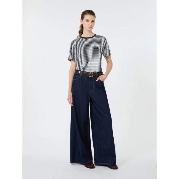 Max Mara Venaco Pure Cotton Jersey T-Shirt in Navy | T-shirts | Luxury Shoes 