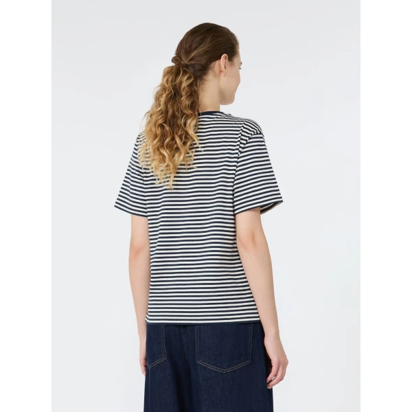 Max Mara Venaco Pure Cotton Jersey T-Shirt in Navy | T-shirts | Luxury Shoes 