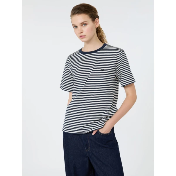 Max Mara Venaco Pure Cotton Jersey T-Shirt in Navy | T-shirts | Luxury Shoes 