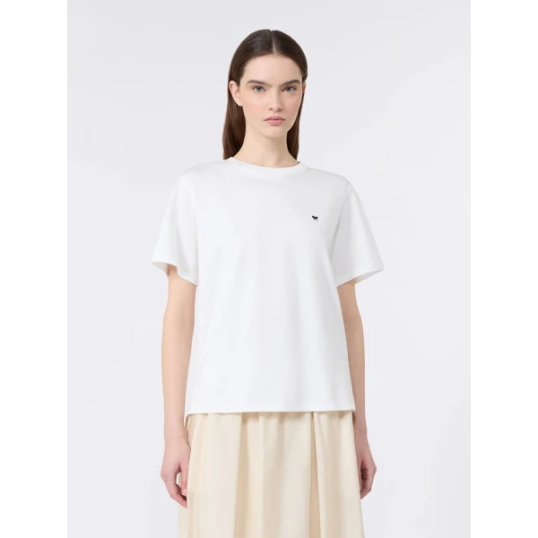 Max Mara Venaco Pure Cotton Jersey T-Shirt in White | T-shirts | Luxury Shoes 