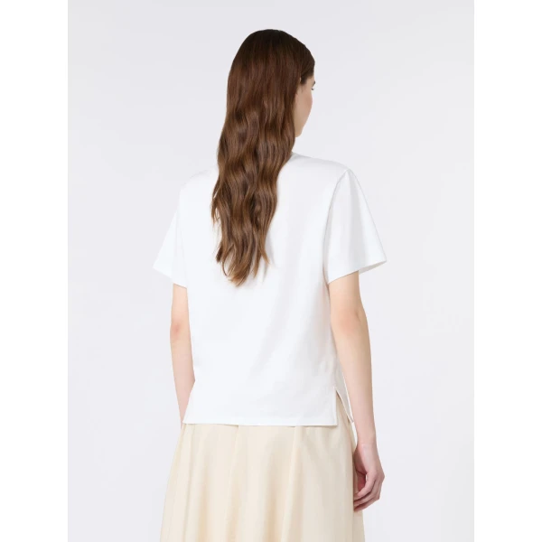 Max Mara Venaco Pure Cotton Jersey T-Shirt in White | T-shirts | Luxury Shoes 