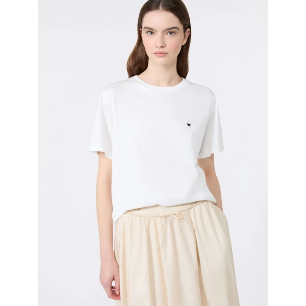 Max Mara Venaco Pure Cotton Jersey T-Shirt in White | T-shirts | Luxury Shoes 
