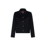 Max Mara Venere Wool, Cashmere and Silk Varsity Jacket in Navy | Blazers | Luxury Shoes 
