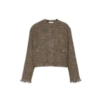 Max Mara Vento Wool Blend Boucle Boxy Jacket in Brown | Blazers | Luxury Shoes 