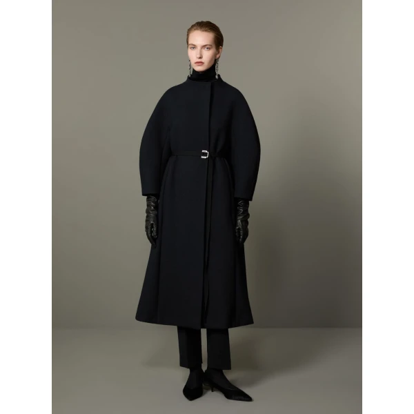 Max Mara Verbena Wool and Cashmere Redingote Coat in Black | Wool Coat | Luxury Shoes 