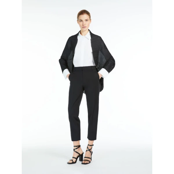 Max Mara Vesuvio Pleated Fabric Shrug in Black | Jackets | Luxury Shoes 