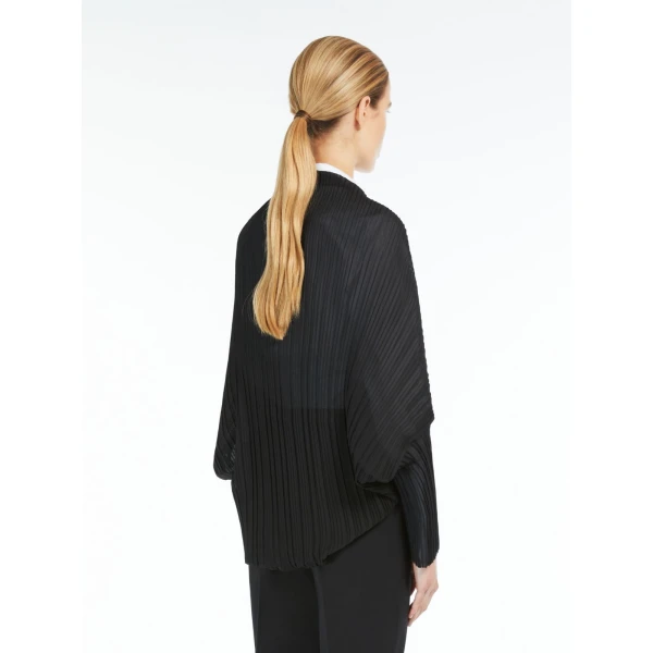 Max Mara Vesuvio Pleated Fabric Shrug in Black | Jackets | Luxury Shoes 