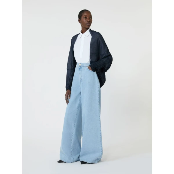 Max Mara Vesuvio Pleated Fabric Shrug in Midnight Blue | Jackets | Luxury Shoes 