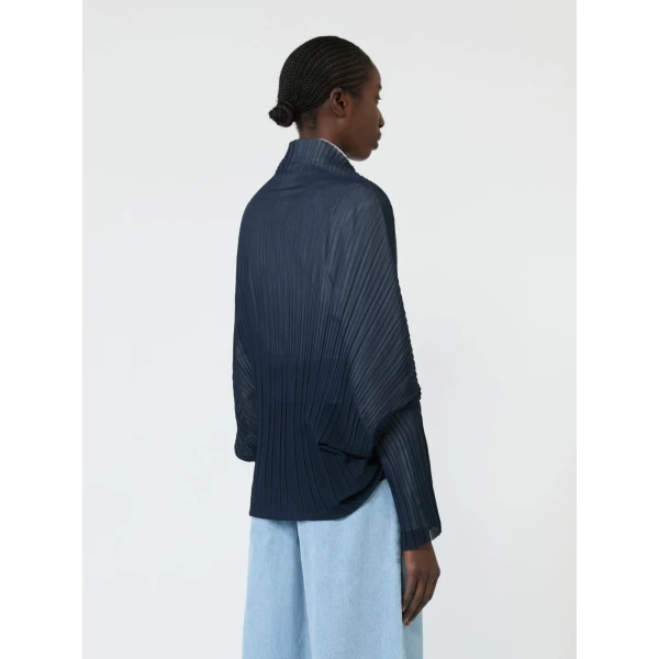 Max Mara Vesuvio Pleated Fabric Shrug in Midnight Blue | Jackets | Luxury Shoes 