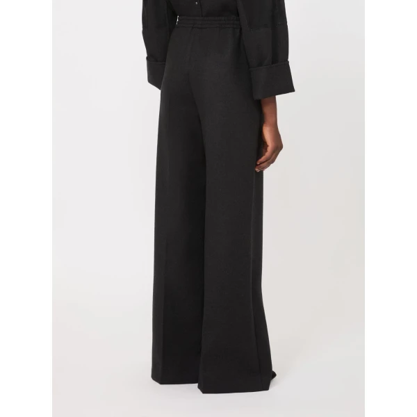 Max Mara Vetrino Wool Flannel Wide-Leg Trousers in Dark Grey | Wide leg pants | Luxury Shoes 