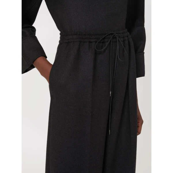 Max Mara Vetrino Wool Flannel Wide-Leg Trousers in Dark Grey | Wide leg pants | Luxury Shoes 