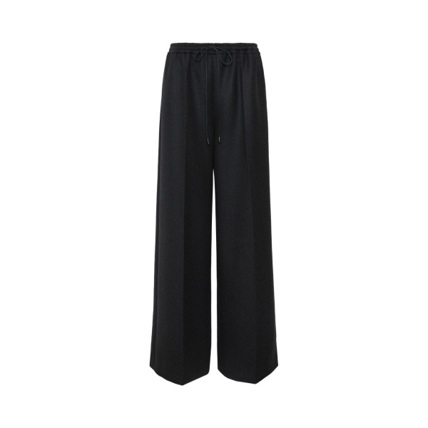 Max Mara Vetrino Wool Flannel Wide-Leg Trousers in Dark Grey | Wide leg pants | Luxury Shoes 