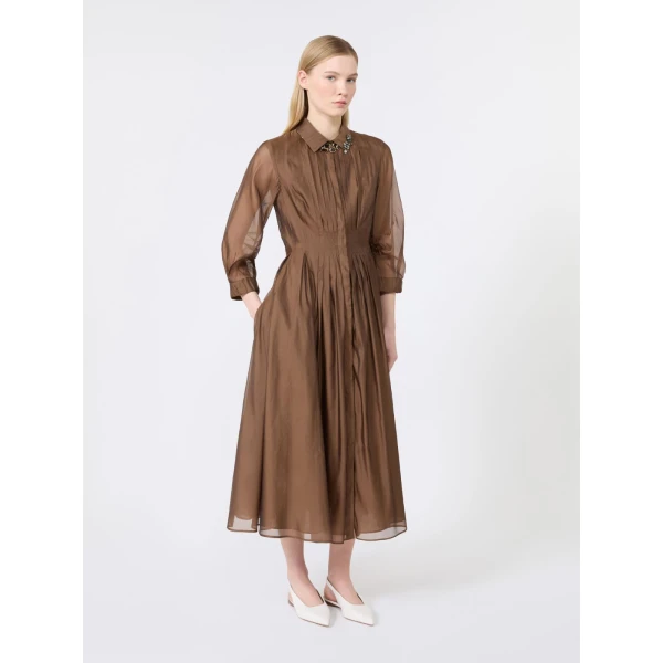 Max Mara Vetro Organza Shirt Dress in Honey | Shirtdress | Luxury Shoes 