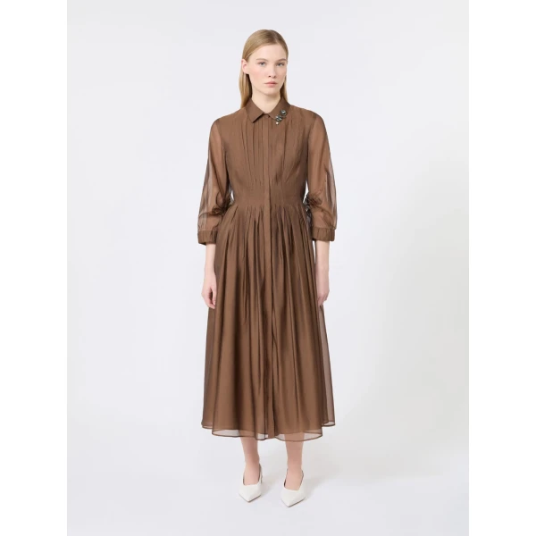 Max Mara Vetro Organza Shirt Dress in Honey | Shirtdress | Luxury Shoes 
