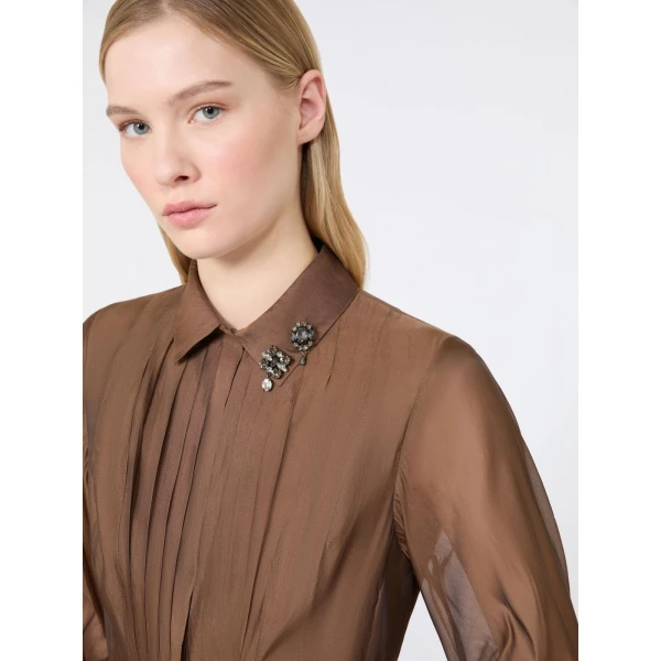 Max Mara Vetro Organza Shirt Dress in Honey | Shirtdress | Luxury Shoes 