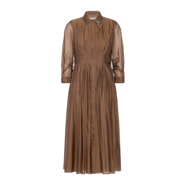 Max Mara Vetro Organza Shirt Dress in Honey