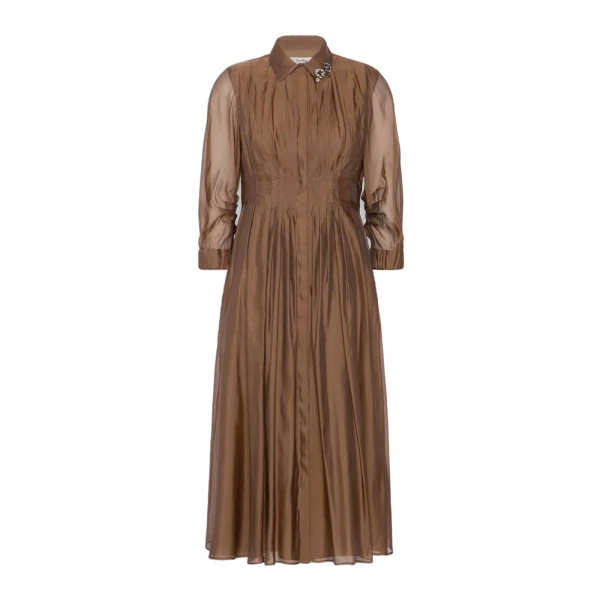 Vetro Organza Shirt Dress in Honey