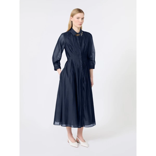Max Mara Vetro Organza Shirt Dress in Ultramarine | Shirtdress | Luxury Shoes 