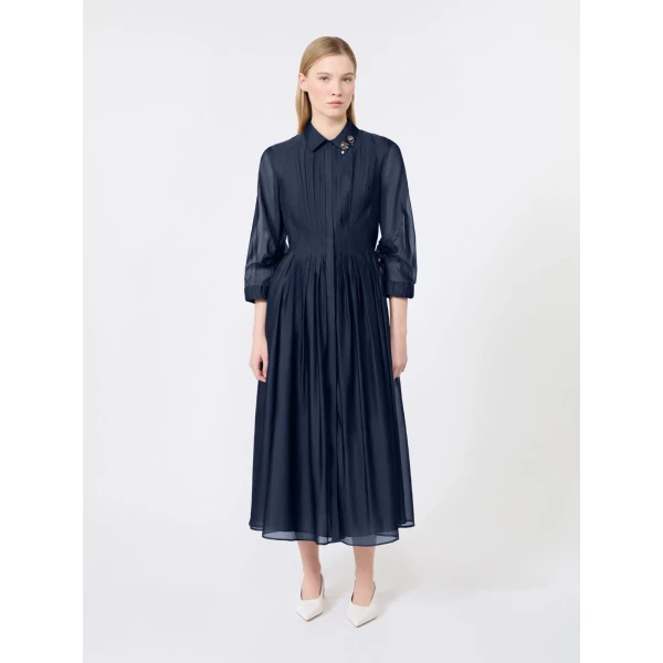 Max Mara Vetro Organza Shirt Dress in Ultramarine | Shirtdress | Luxury Shoes 