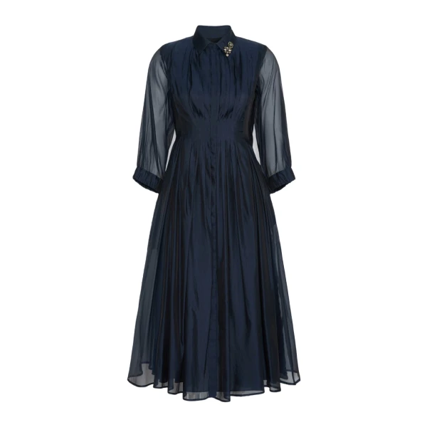 Vetro Organza Shirt Dress in Ultramarine