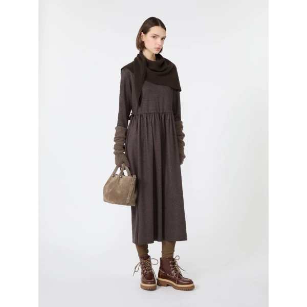 Max Mara Vettura Jacquard Jersey Maxi Dress in Brown | Maxi Dresses | Luxury Shoes 