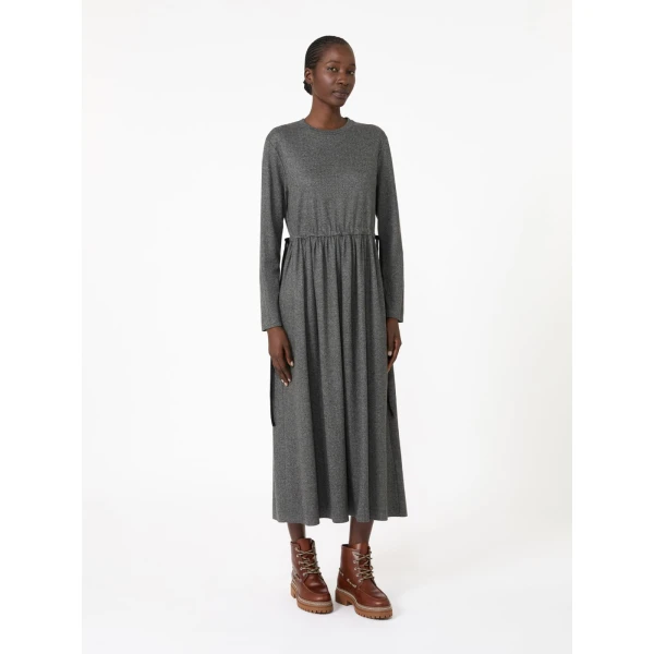Max Mara Vettura Jacquard Jersey Maxi Dress in Medium Grey | Maxi Dresses | Luxury Shoes 