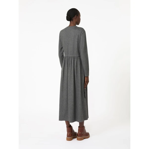 Max Mara Vettura Jacquard Jersey Maxi Dress in Medium Grey | Maxi Dresses | Luxury Shoes 