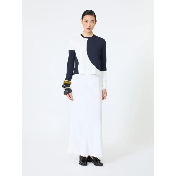 Max Mara Vetusta Slim-Fit Viscose Crepe Sweater in White | Sweaters | Luxury Shoes 