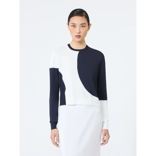 Max Mara Vetusta Slim-Fit Viscose Crepe Sweater in White | Sweaters | Luxury Shoes 